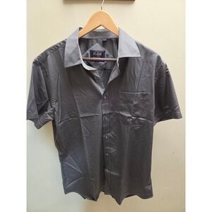 Flex Mens Luxury Collection Gray Short Sleeve Button Down Shirt  In Italy‎ M